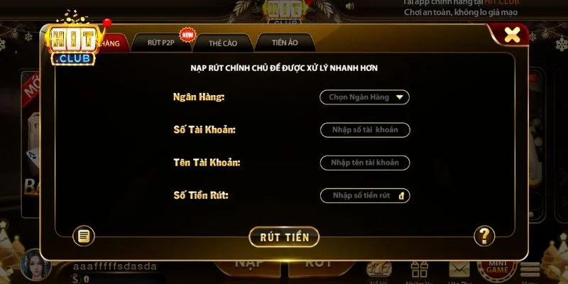 Hướng dẫn rút tiền Hit Club