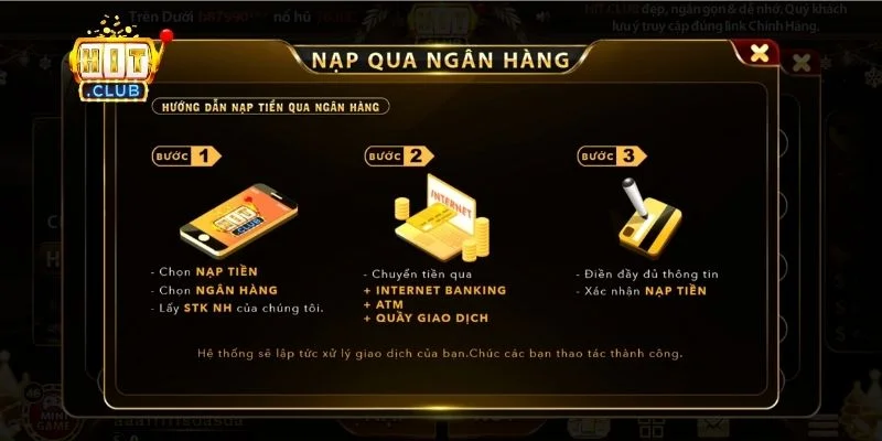 Nạp tiền Hitclub - Hướng dẫn giao dịch nhanh chóng và an toàn 2 Các bước nạp tiền qua chuyển khoản ngân hàng