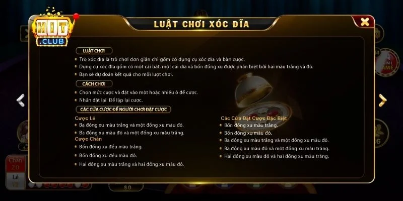 Xóc Đĩa Hit Club – Luật Chơi, Tỷ Lệ Cược & Kinh Nghiệm Thắng 2026 2 Các cửa cược đặc biệt trong xóc đĩa Hit Club